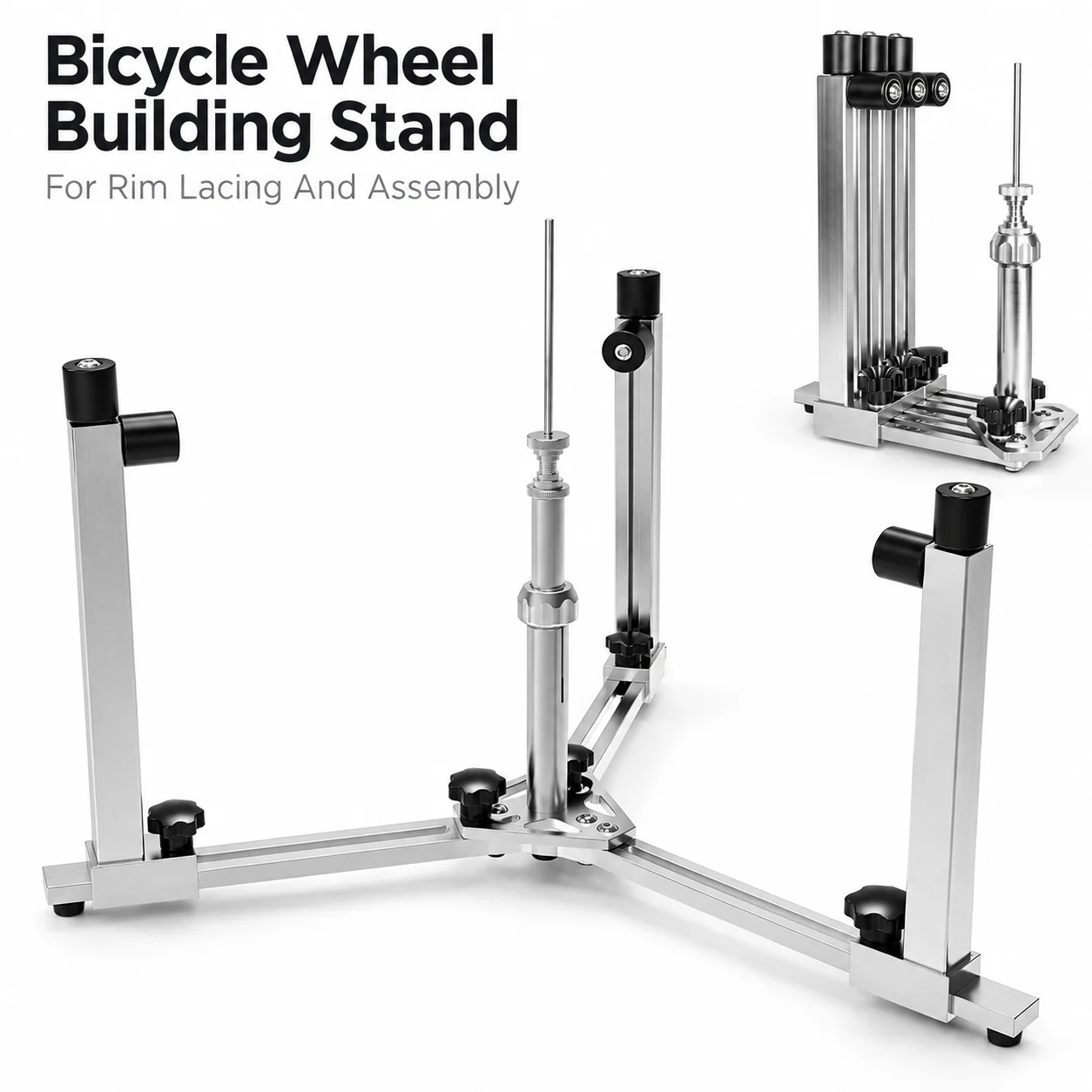 AOLIVIYA Bicycle Wheel Building Stand Spoke Lacing Jig Aluminum Alloy Folding Rim Assembly Tool 16 To 29 Inch 700C MTB Road Bike