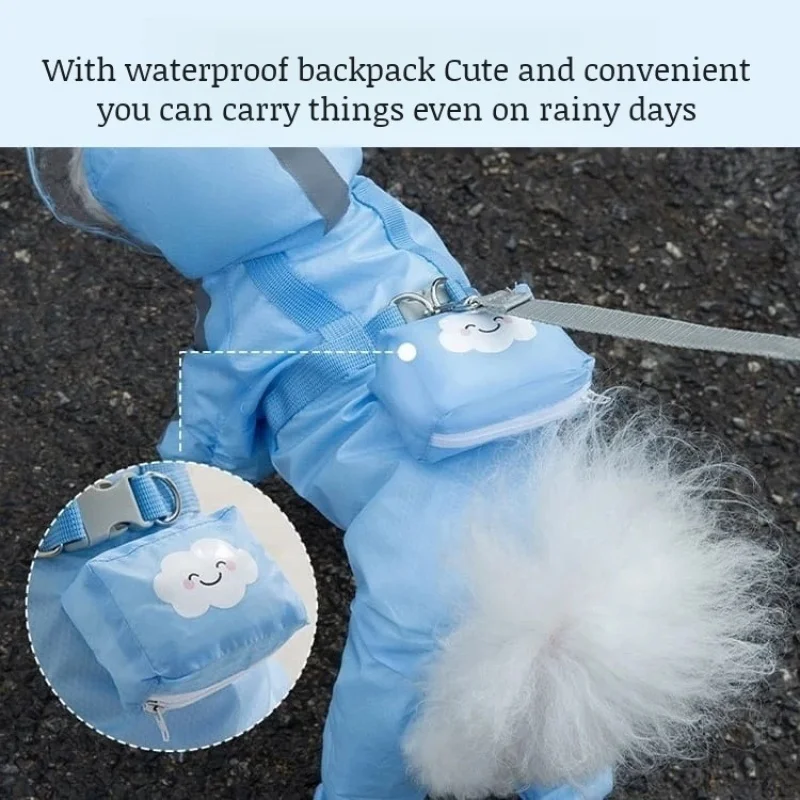 Towable puppy dog four-legged raincoat waterproof all-inclusive footed small dogs bichon frise teddy pet rainy day clothes