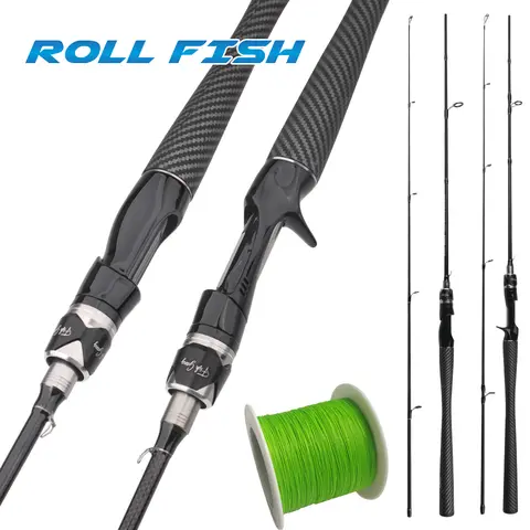 롤피쉬 스피닝 캐스팅 카본 파이버 루어 낚싯대 M 파워 패스트 액션 민물 & 바닷물용 무료 100M PE 라인