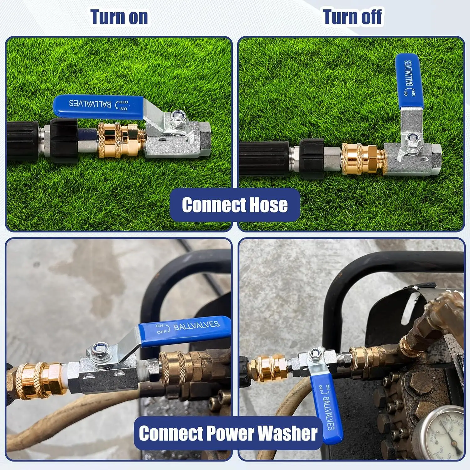 High Pressure Washer Switch On/Off Ball Valve With 1/4" Quick Plug & Hitch Car Wash Accessories