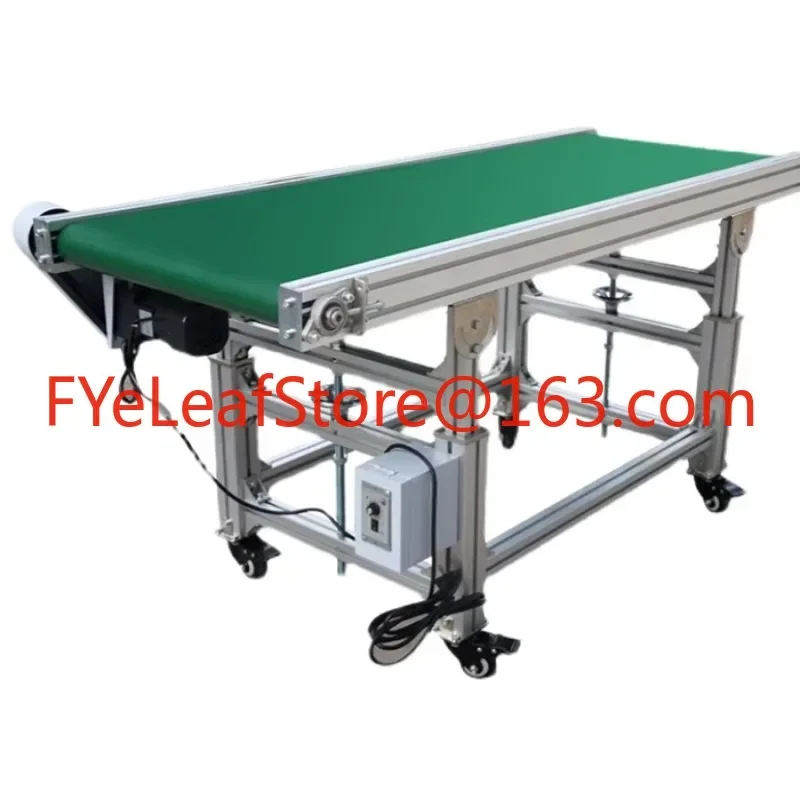 Gravity Line Equipment Stainless Box V Straight Steel Slat Adjustable Height Rubber Belt Electronic Assembly Conveyor