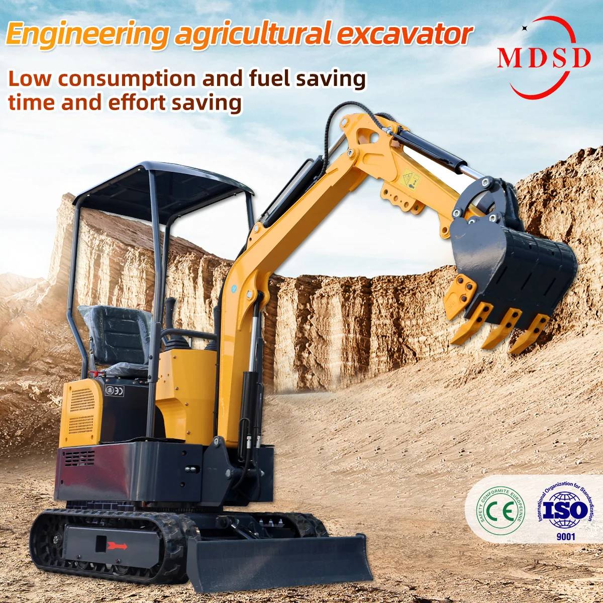 Mini Excavator DDP Pengiriman 1.2 Ton Excavator Kecil Hidrolik Aksesoris Lengkap Excavator Pertanian Untuk Mesin Kubota Epa Euro 5