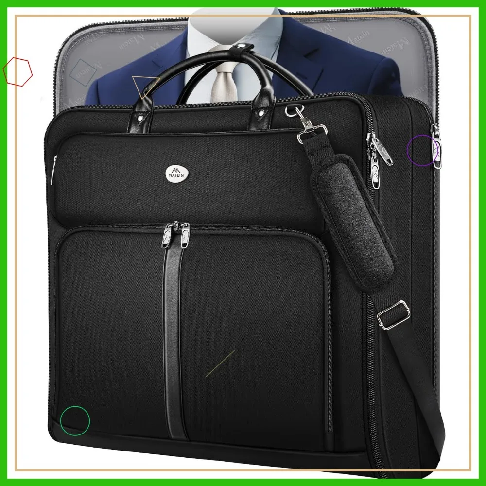 

Large Travel Garment Bag for Suits, Wrinkle-Free Carry On with Strap, Fits Laptop
