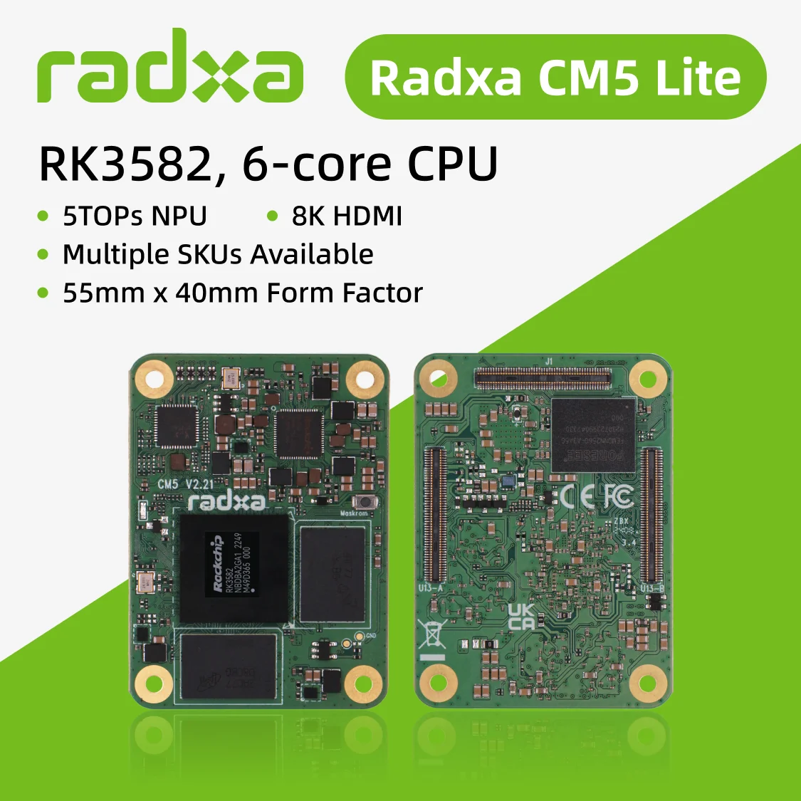 Radxa CM5 RK3588S2 8 코어 CPU, RK3582 6 코어 CPU 컴퓨팅 모듈, GPU, NPU, 싱글 보드 컴퓨터