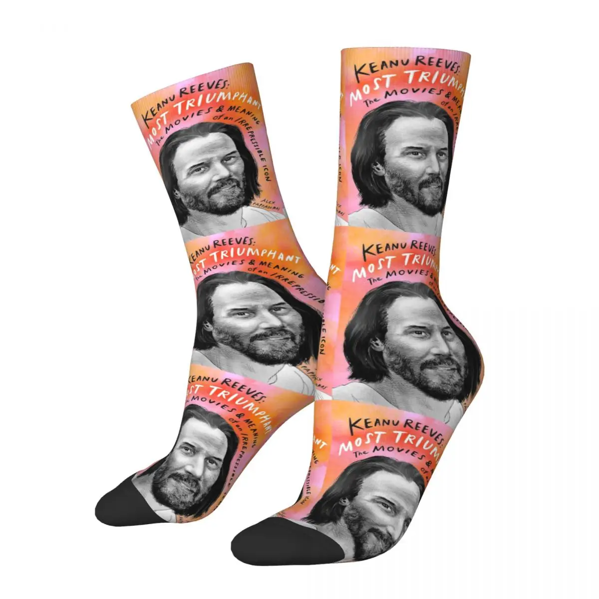 Keanu Reeves 3-Chaussettes coupe-vent pour hommes et femmes, beaux cadeaux en élasthanne, printemps, été, automne et hiver