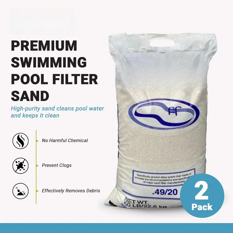 Paquete de 2 recambios de arena con filtro puro de sílice estadounidense para bombas de piscina, Mystic White II, 50 lb