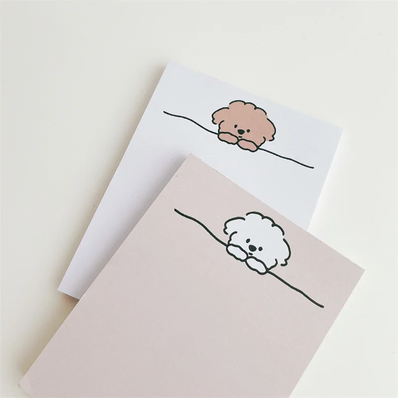 Curly Puppy Cute Memo Pad, Mini Notepad, Papel de Mensagem, Papelaria Escolar, Fofo, Estilo simples, Decorativo, Menina, Papel, Ins, 50 Folhas