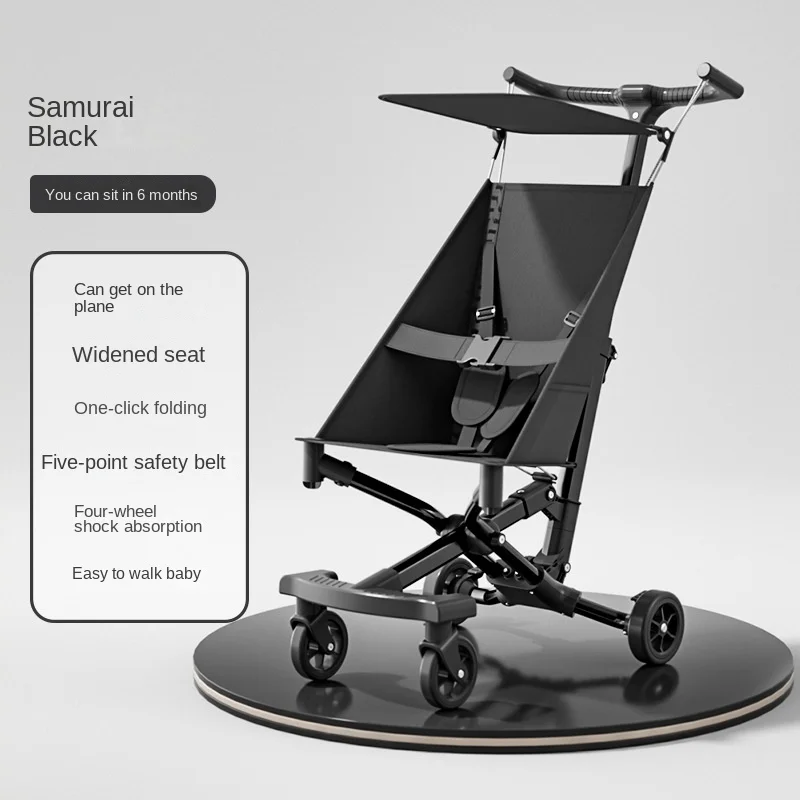 Lightweight Baby Stroller High Landscape Foldable Travel Stroller Breathable Boardable Four-wheel Shock-absorbing Stroller