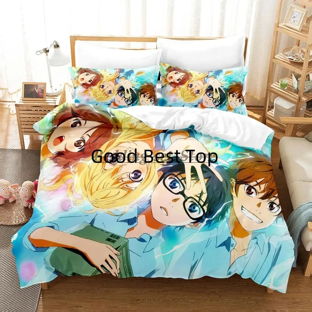 

2014 2023 Your Lie In April Bedding Set Single Twin Full Queen King Size Bed Set Teenagers Bedroom Duvetcover Sets 3D Anime Bed