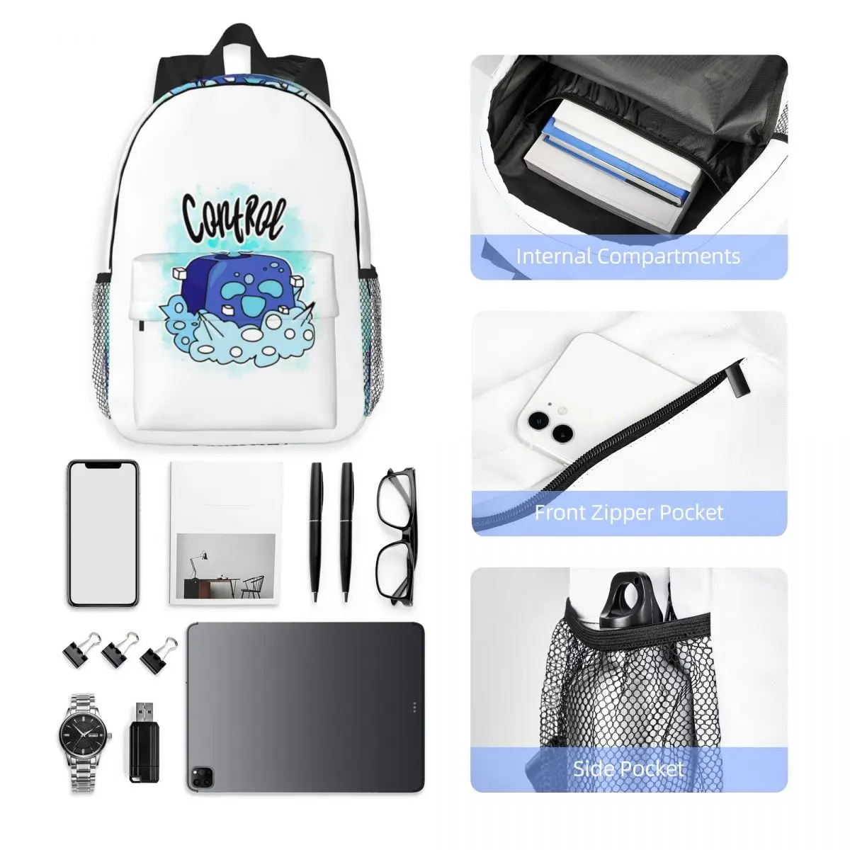 Control Blox Fruits Backpack Student Boys Girls BookBag Men Women School Bag Computer Shoulder Bags