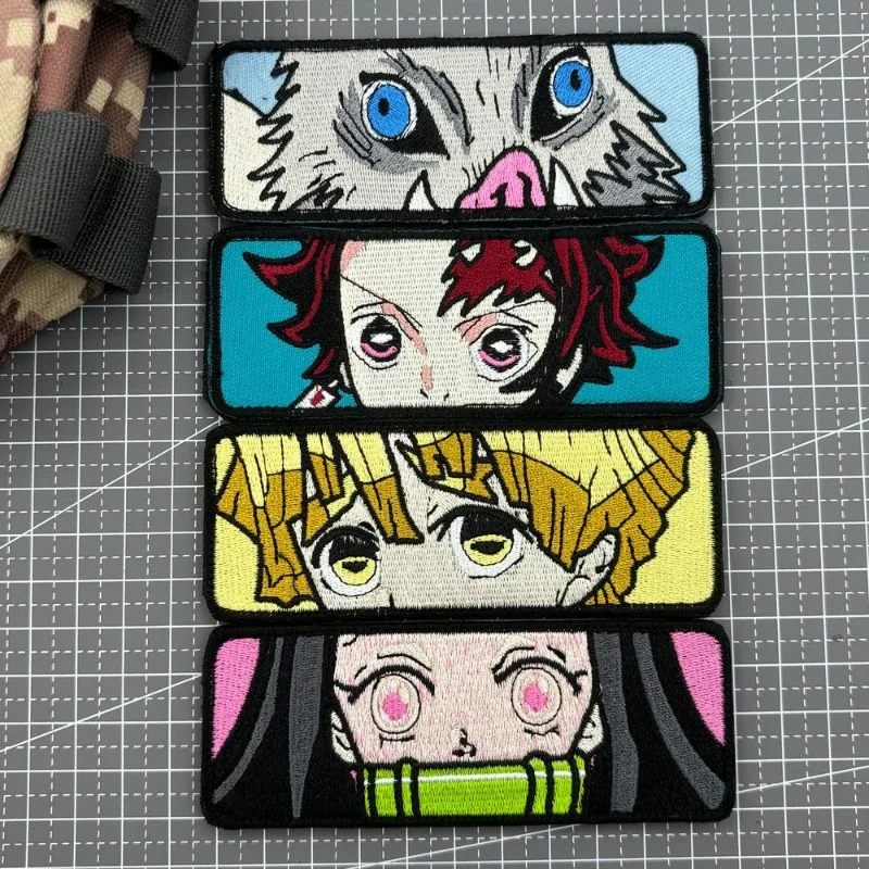 

New Anime Demon Slayer: Kimetsu no Yaiba Inosuke Kubihira Nezuko Velcro embroidery Tanjiro morale badge backpack clothing patch