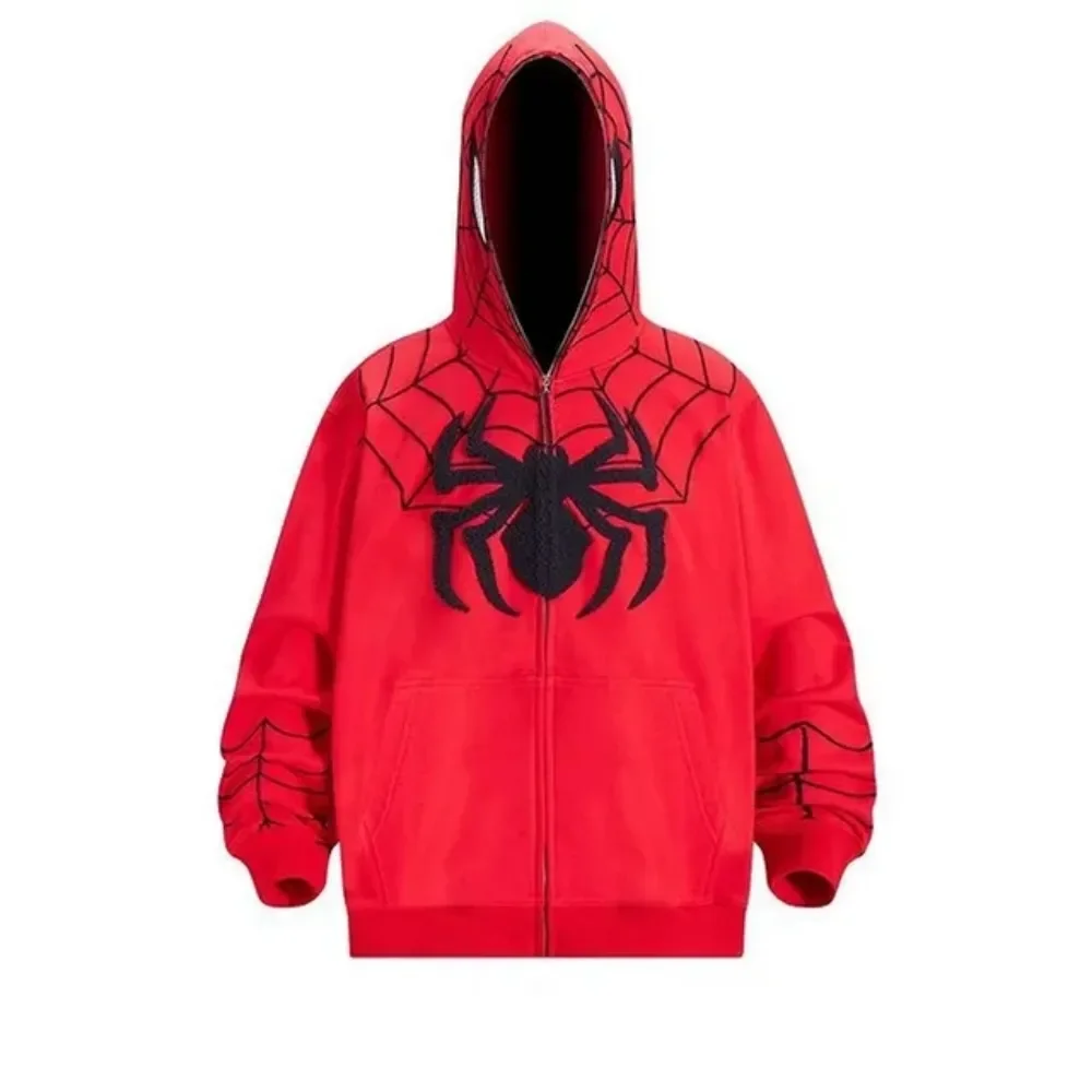 Full Zip Up Spider Hoodie Women Men Streetwear Harajuku Graphic Oversized Jacket Hood Shirt Punk Gothic Y2K Clothes Sweatshirt