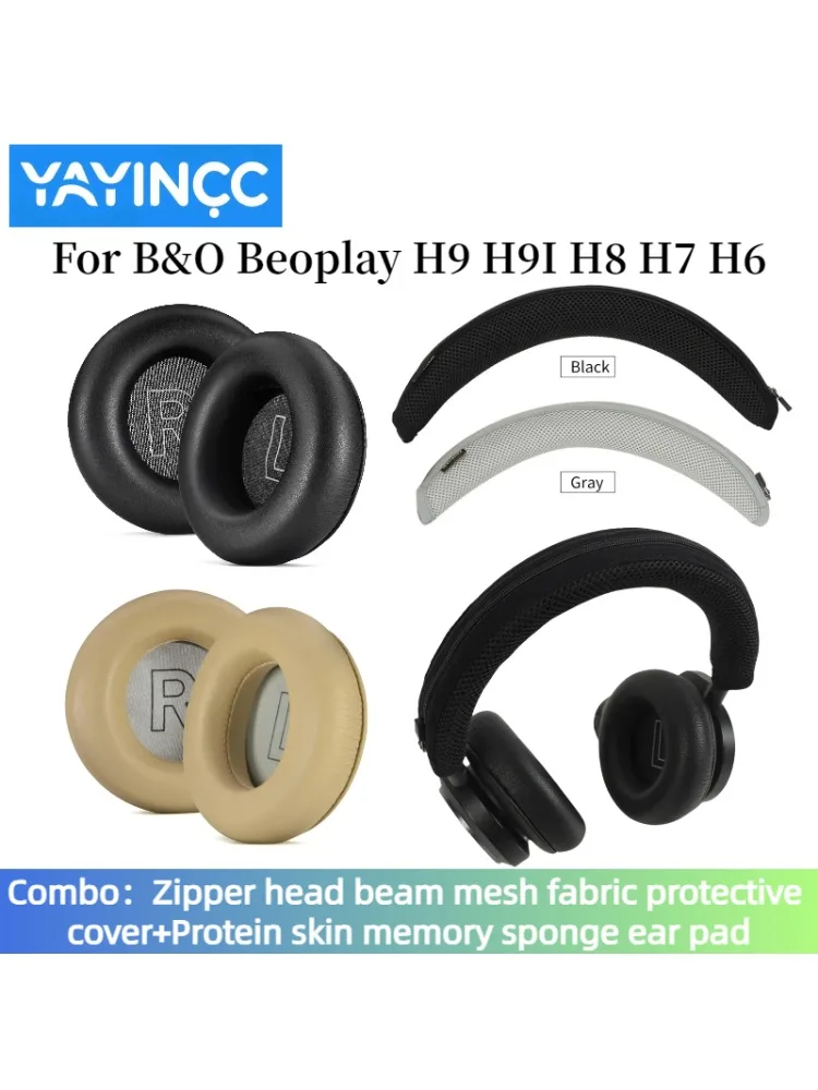 Zestaw wymiennych nauszników YAYINCC + pokrowiec na pałąk z zamkiem błyskawicznym do słuchawek B&O Beoplay H4 H6 H7, H9, H9i, HX H9 gen 3, poduszki nauszne — 2