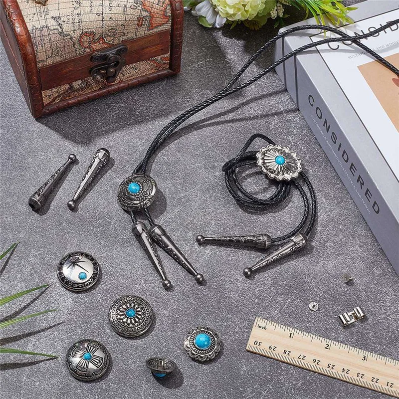 

Комплект аксессуаров для галстука премиум-класса, комплект для замены галстука, аксессуары для пряжки галстука, пряжка для галстука и 7 пуговиц из сплава бирюзового сплава