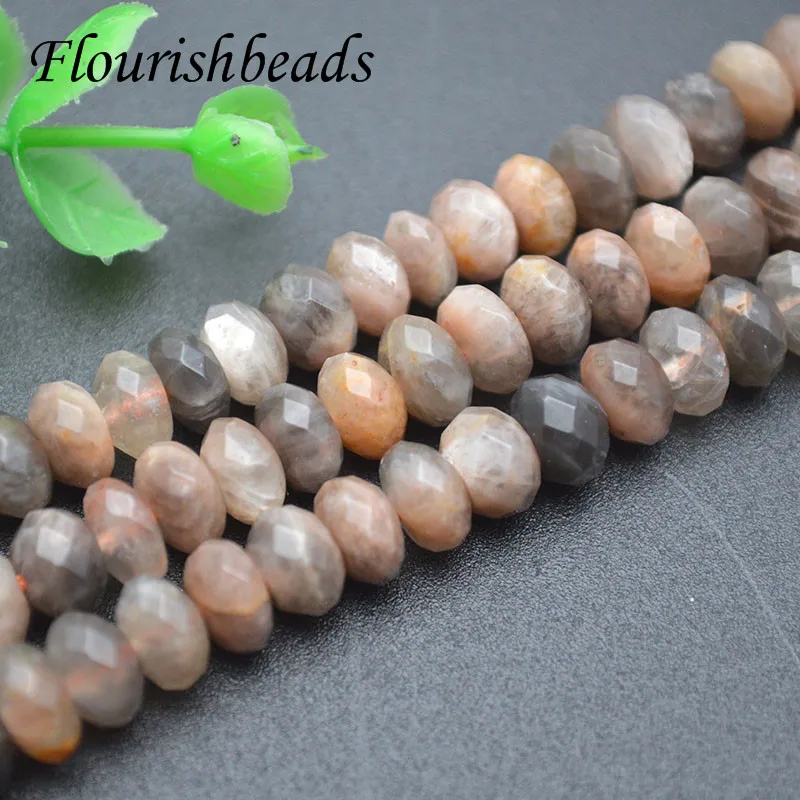 5x8mm Natural Faced Citrine Lepidolite Grey Sunstone Rutilated Roudelle Loose Beads for Jewelry DIY Bracelet Necklace