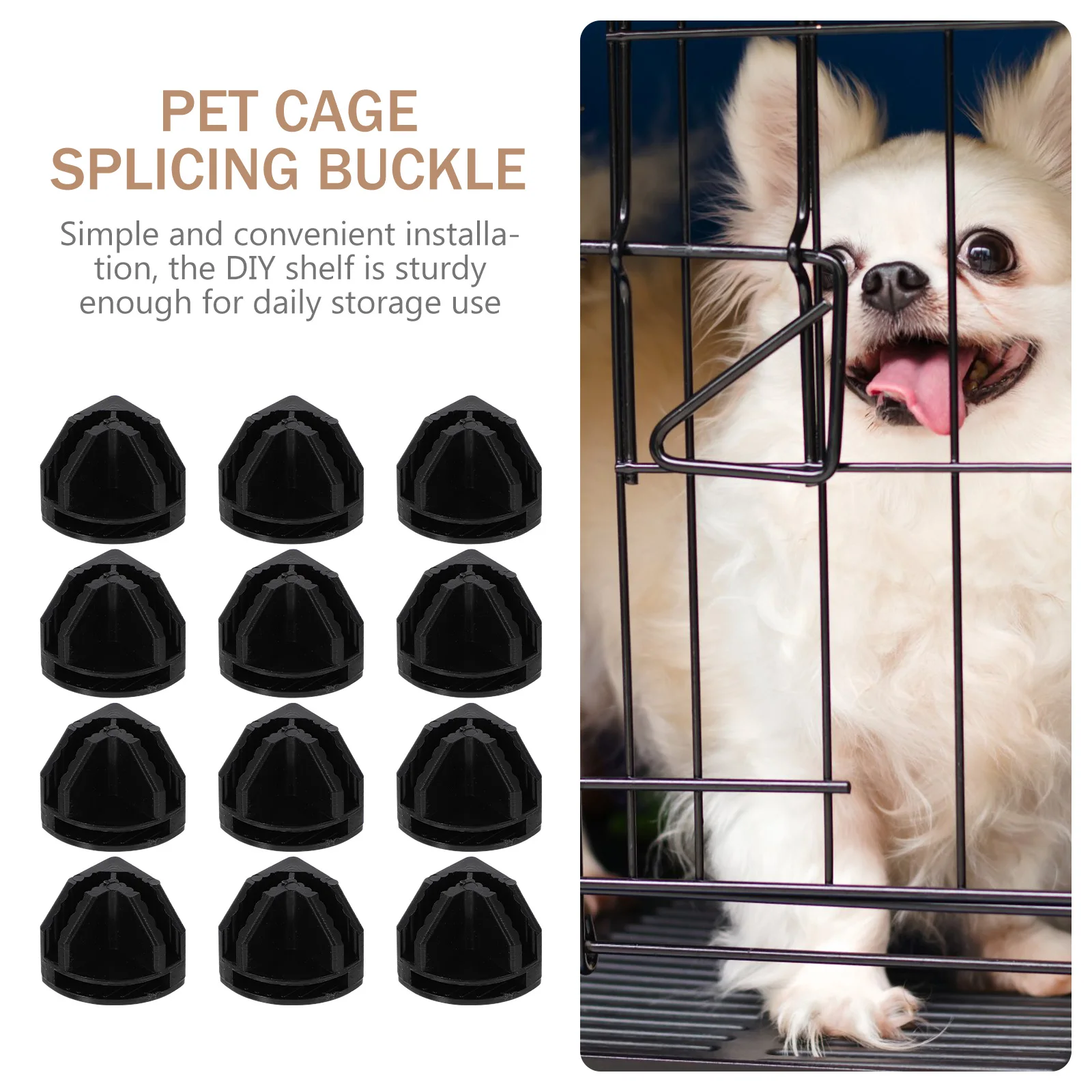 

12 Pcs Pet Fence Buckle Shelves Connector Black Plastic Storage Shelving Connectors