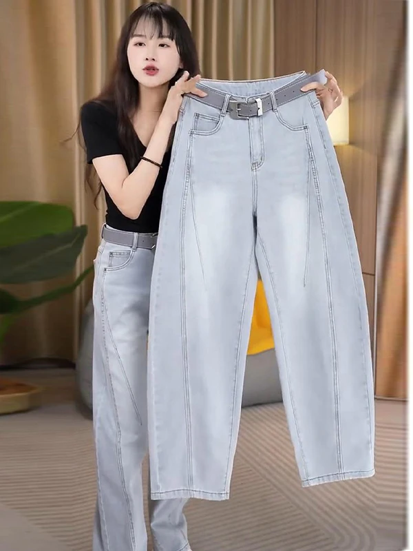 

Slimming Wide Leg Jeans Women's Summer Thin Light High Waist Loose Fit Casual Style Knife Denim Pants Long Trousers
