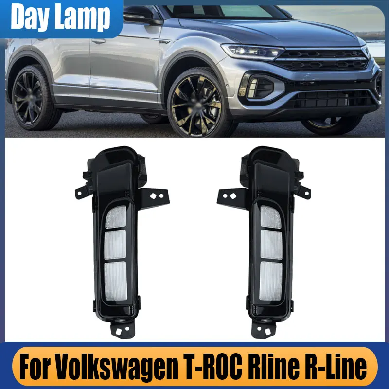 8-pins Day Light For Volkswagen VW T-ROC Rline R-Line LED Front Bumper Daytime Running Light Fog Light DRL Car Accessories