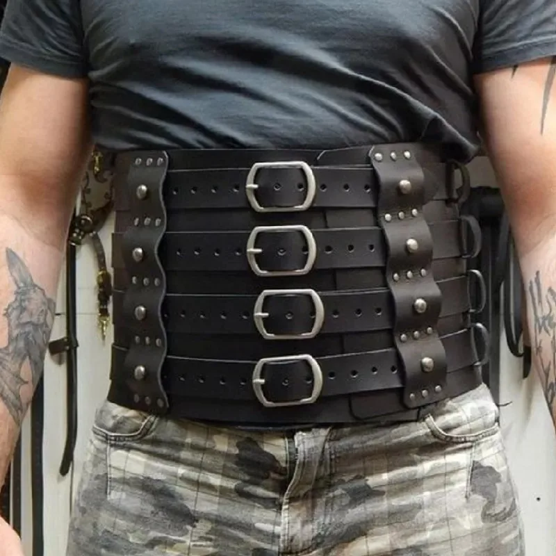 

OP Medieval Steampunk Wide Leather Armor Belt Viking Pirate Barbarian Knight Cosplay Costume Accessory Waistband For Men Women
