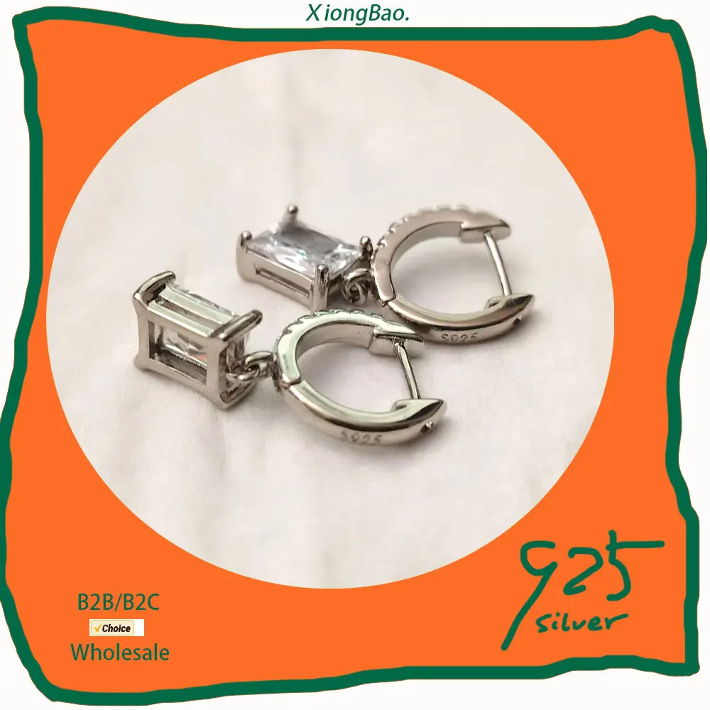 

Drop Earring Hoop Earring for Women Stamp 925 Sterling Silver 2026 New Square Zircon Dangle Earring Tiny Cartilage Big Hot