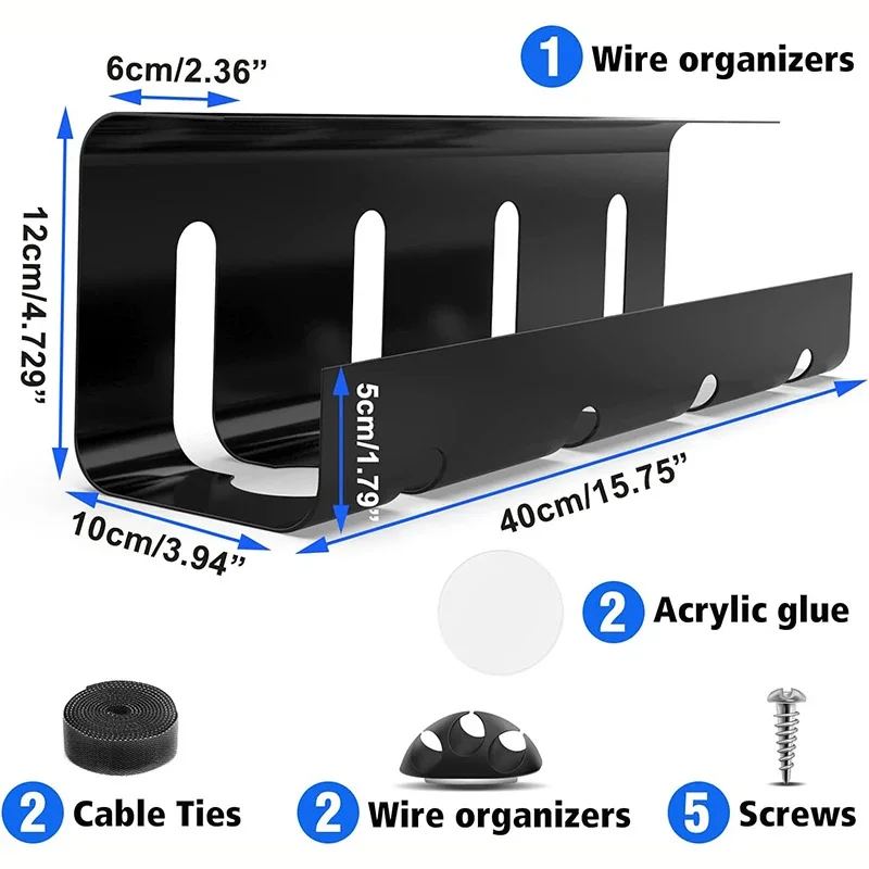 

Under Desk Cable Management Metal Cable Tray Under Table With Clamp Power Strip Cord Holder No Drilling Sturdy Organizer Rack