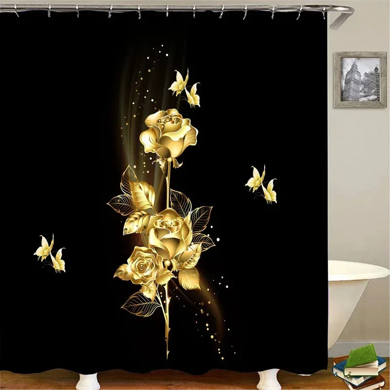 

JHB23Shower Curtain Waterproof Rose Gold Blue Shiny Valentine Christmas Decoration9Kj(