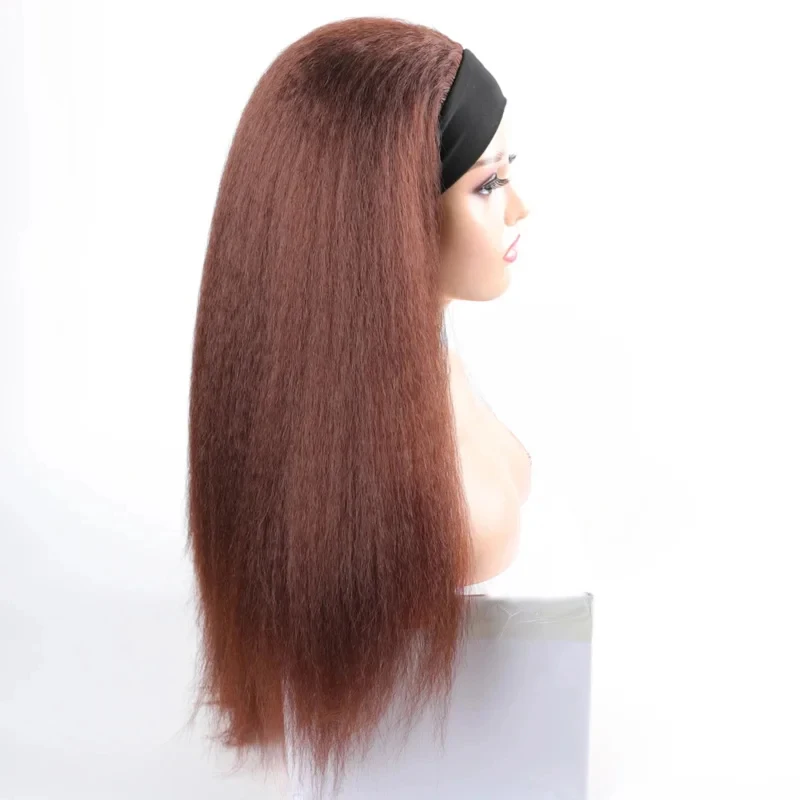 2026 Synthetic Long Kinky Straight Headband Wig For Black Women Afro Synthetic Hair Cosplay Wigs Headband Wig Blonde Black P2C3N view 4