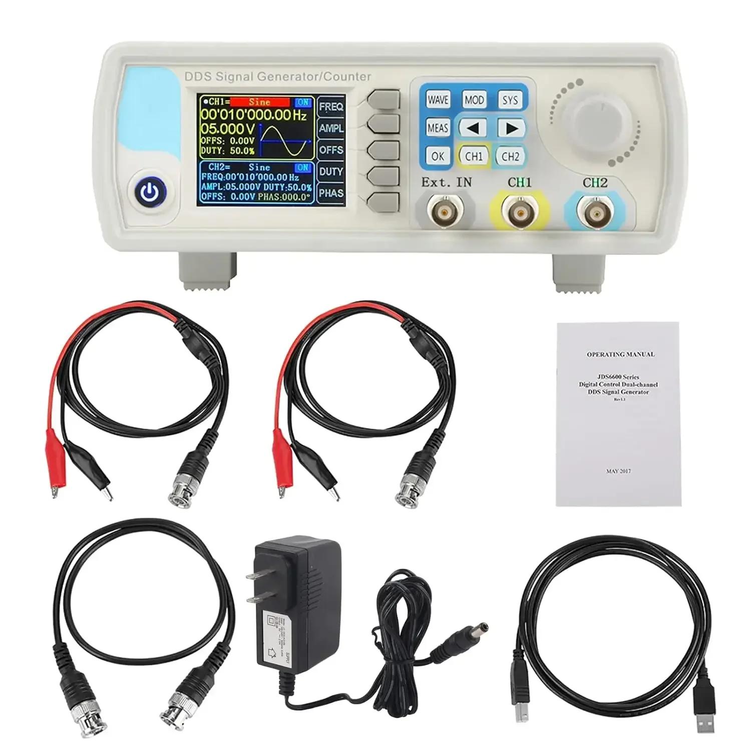 DDS Signal Generator Counter, 15MHz 30MHz 40MHz 50MHz 60MHz High Exactness Dua Channel Arbitrary Waveform Function Generator Fre