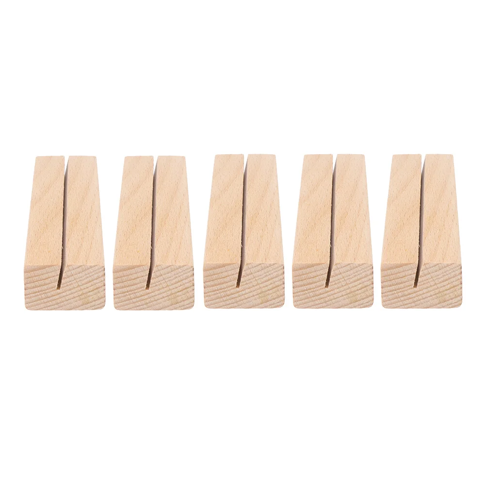 

5 Pcs Wooden Note Holder Memo Clip Business Cards Clamp Postcard Label Base Display Desk ganizer Storage Square Shape