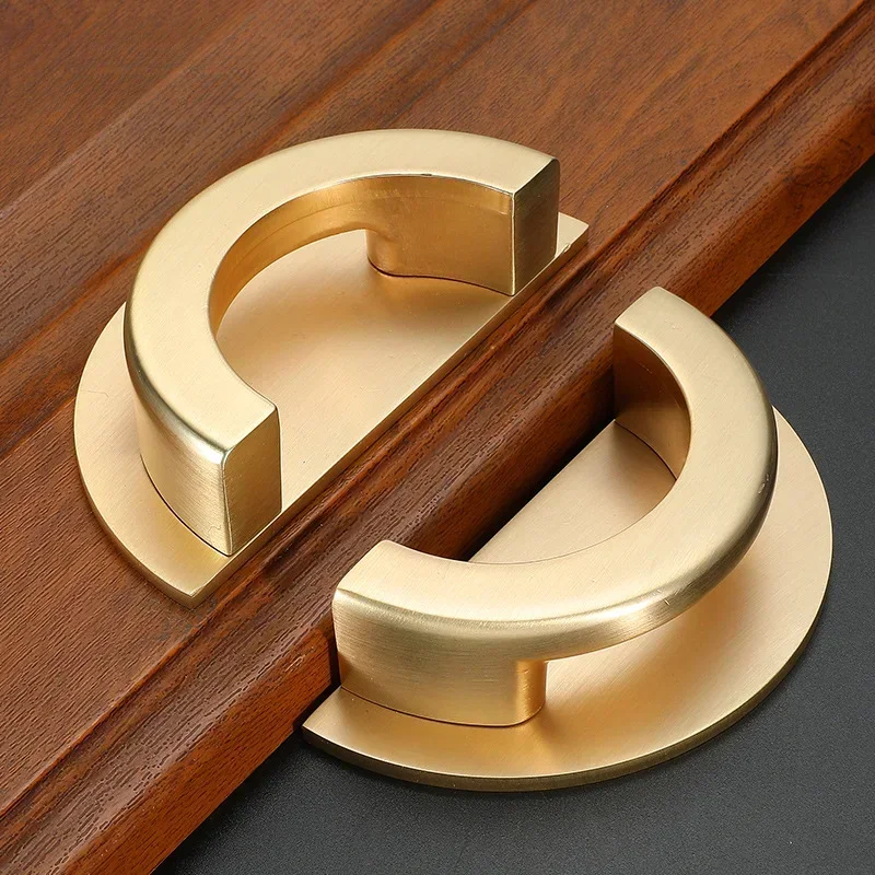 

Chinese Style Round Edged Copper Brushed Thickened Cabinet Door Handle Zinc Alloy Retro Facing Home Cabinet Handle