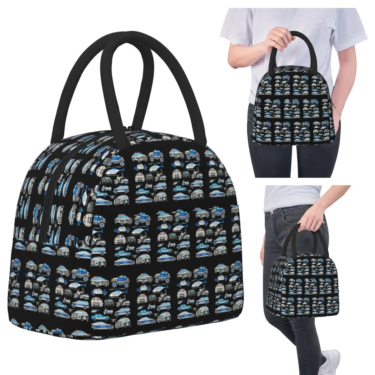 

Police Car Design Insulated Lunch Bag for Kids School Cooler Thermal Food Box Tote Portable Lunch Boxes Container
