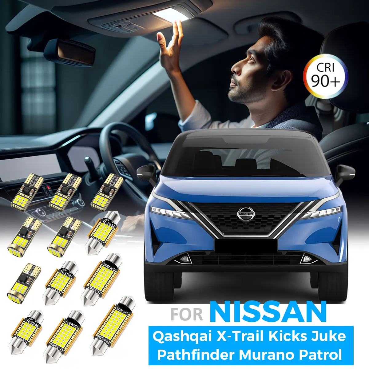 

AENVTOL LED Interior Light For Nissan Qashqai J10 J11 J12 X-Trail T30 T31 T32 T33 Kicks Juke Pathfinder Murano Patrol Y61 Y62