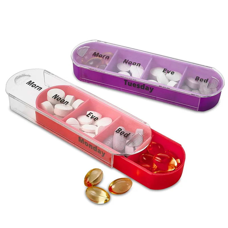 Weekly 7 Days Pill Box 28 Compartments Pill Organizer Plastic Medicine Storage Moisture proof Medicine Box for Home Travel