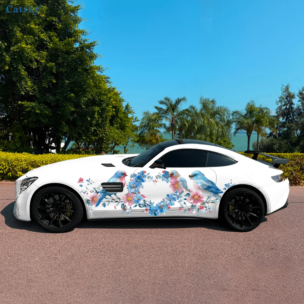 

Сорока пара цветочная ветка автомобильные виниловые наклейки самоклеящаяся наклейка из ПВХ подходит для грузовиков внедорожник Декор автоаксессуары подарок