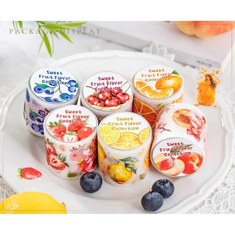 Sweet Fruit Themed Washi Tape Set 6 Styles Delicious Fruity Flavor Series DIY Hand Account Decorative Sticker Tape for Journalin