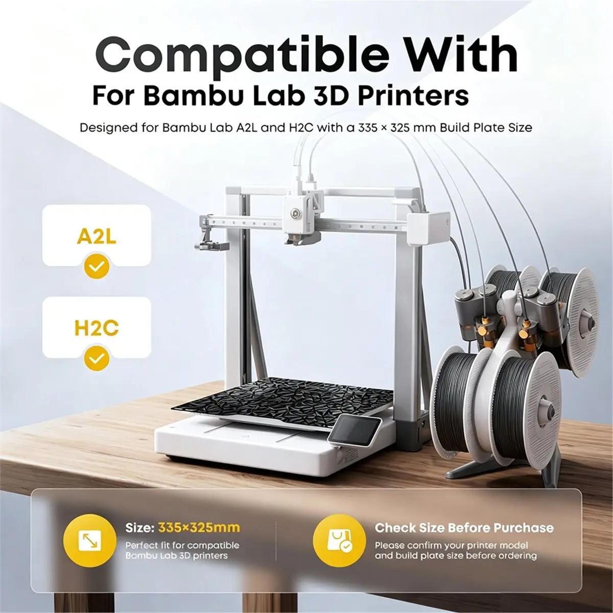 A1442K 3D Printer Build Plate for A2L/H2C, PET+PEO Dual Texture Flexible Spring Steel for PLA TPU PETG SUMMER
