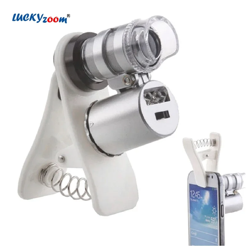 60X Magnifier for Phone Clip Magnifying Glass for Cell Phone Portable Smartphone Jewelry Loupe Mobile Lupa Mini Microscope Lupe