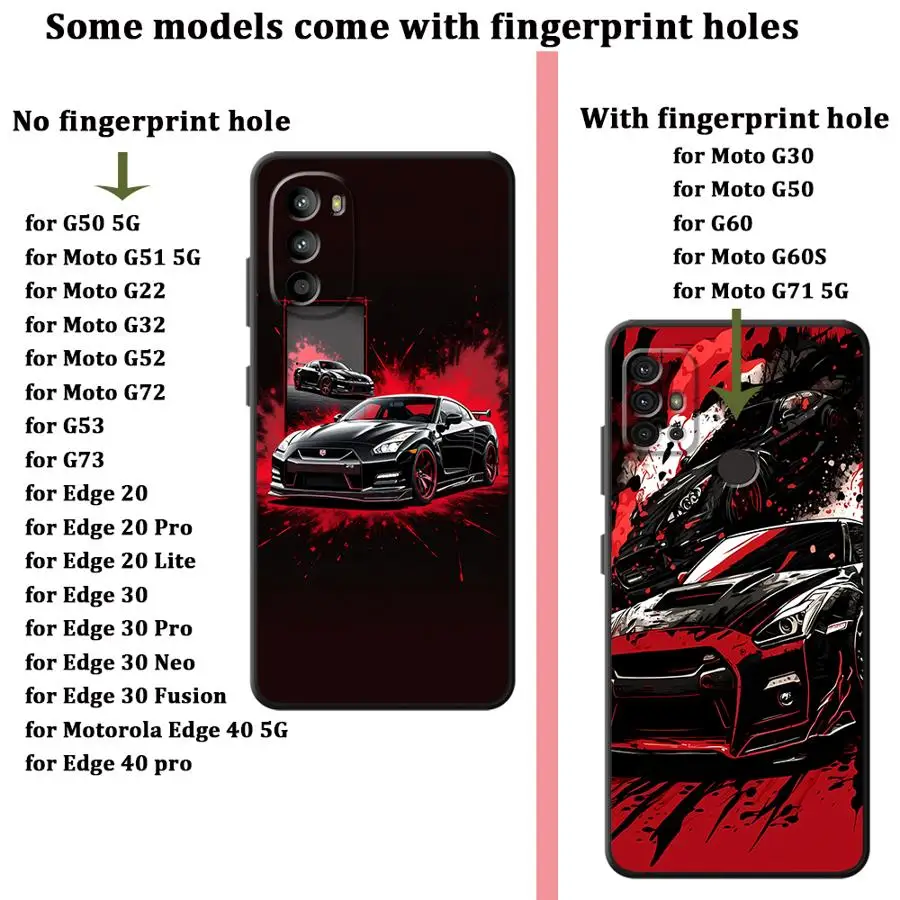 Case for Motorola Moto G22 Edge40 G51 G73 G32 Edge 20 Pro 30 Lite G52 G71 G50 G60s G53 G30 Phone Cover Black Cool Car view 2