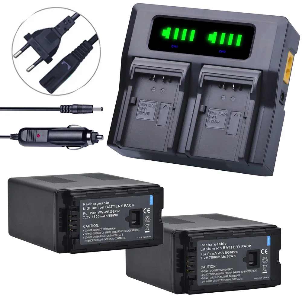 

VW VBG6 VW VBG6Pro VBG6 Battery+Charger Fast LED Dual Charger for Panasonic AG-AC160A AG-AF100 AG-130 AG-HMC154ER HMC154GK