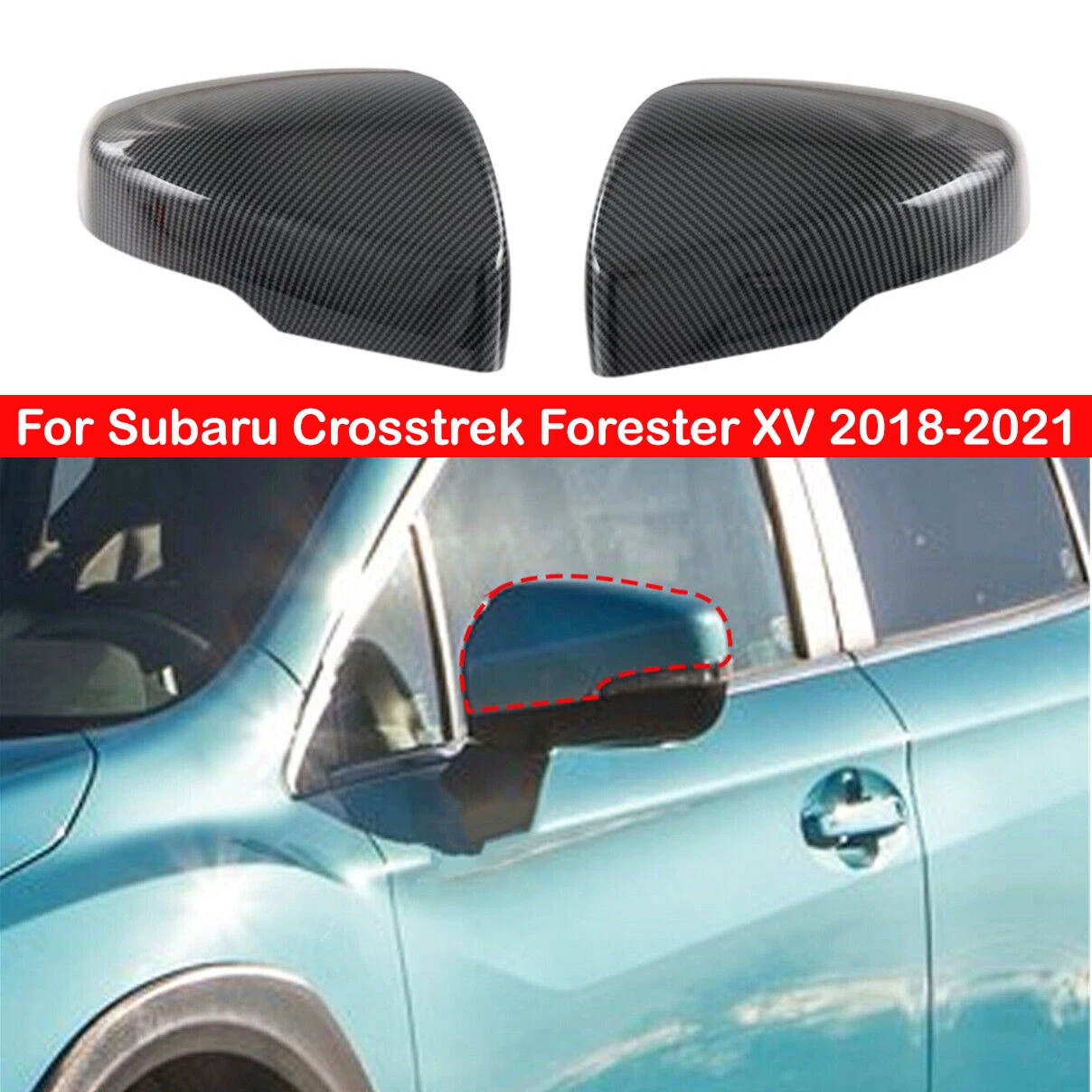 

For Subaru Crosstrek Forester XV 2018-2021 Car Rearview Side Mirror Cover Wing Cap Sticker Exterior Door Case Trim Carbon Fiber