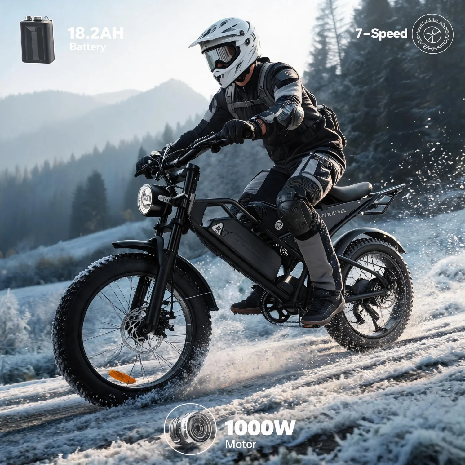 20 Inch Fat‑Tire Ebike for Backcountry Explorers & Campers,1000W Brushless Motor 48V 18.2Ah Up to 62 Miles,Steel Suspension Fork,Shimano 7‑Speed,Hydraulic Disc Brakes,NFC Keyless Lock,USA Local Stock Quick‑Delivery Gift for Her