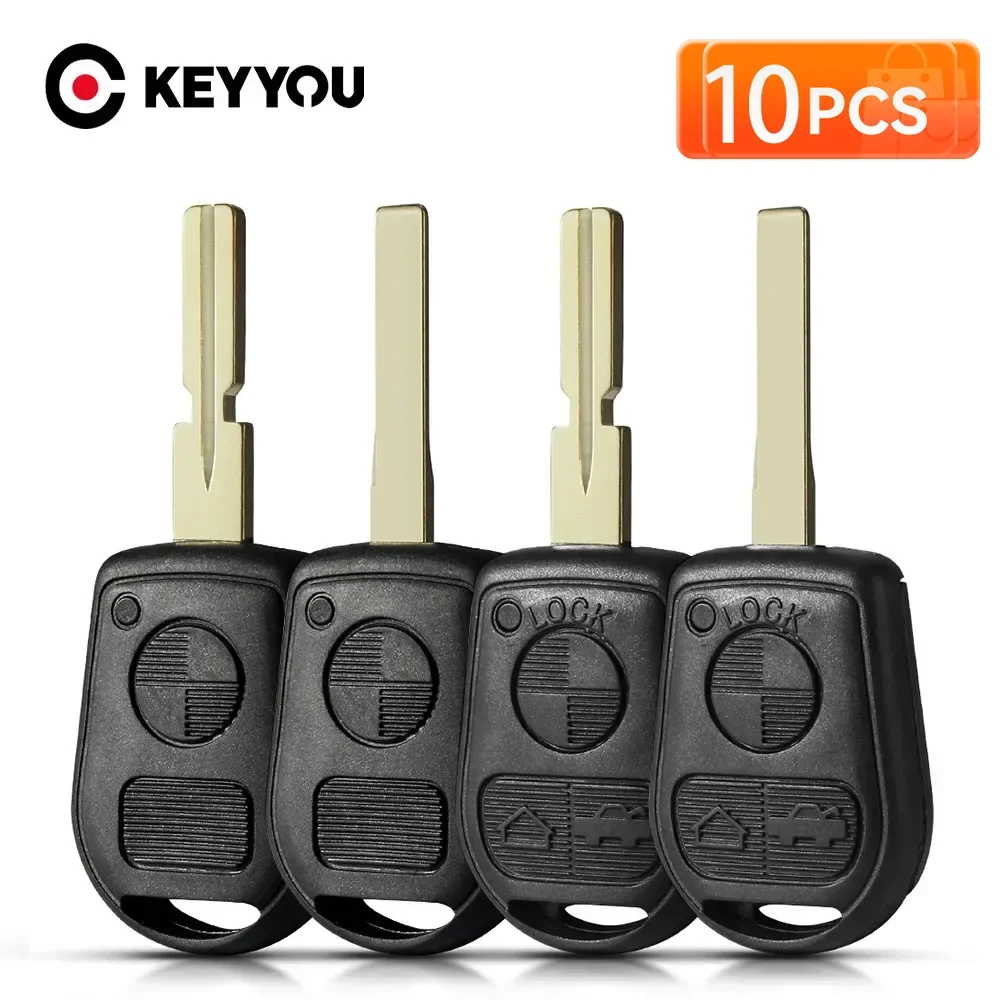 KEYYOU 10PCS 2/3 Button Remote Key Shell For BMW E31 E32 E34 E36 E38 E39 E46 Z3 Z4 Case Fob 3 BTN Uncut Key Fob Case