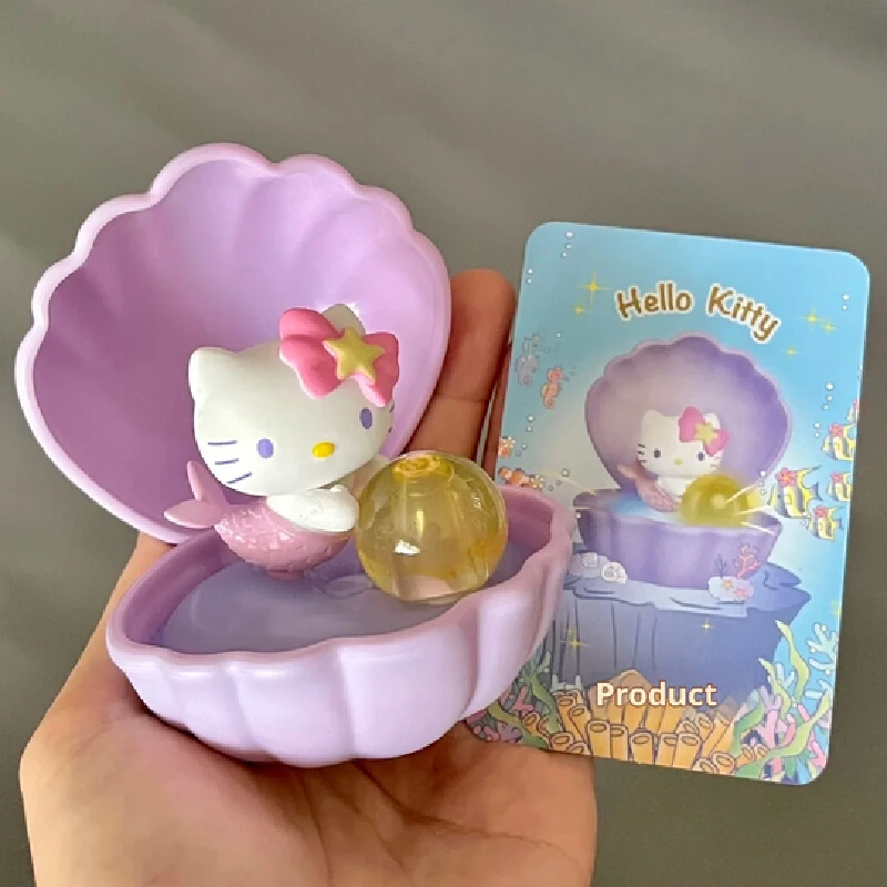 Echte Sanrio Zeemeermin Shell Serie Blind Box Kuromi Hellokitty Melody Kawaii Model Mystery Box Little Twin Star Aangepaste Gift