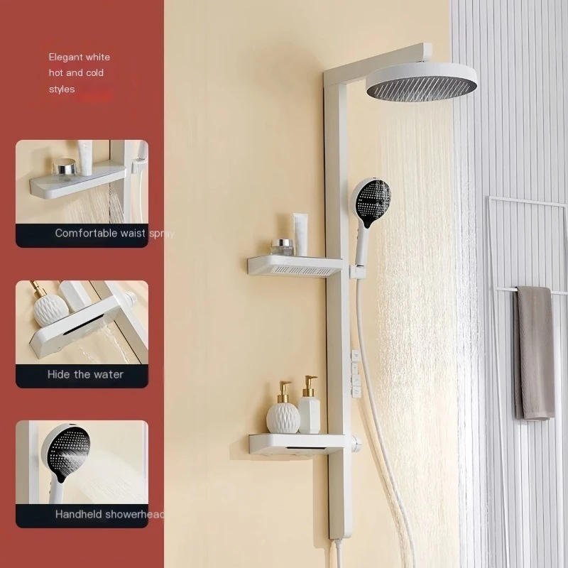 4 Functions Concealed Installation Brass Shower Faucet Set Handheld Shower Spray Rain Sprinkler Waterfall Faucet Suitable