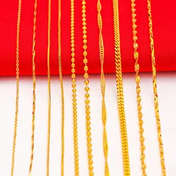 Long Lasting Color Thick Gold Plated Classic Necklace Only For Women's Men's Chain Link Original Fashion Jewelry