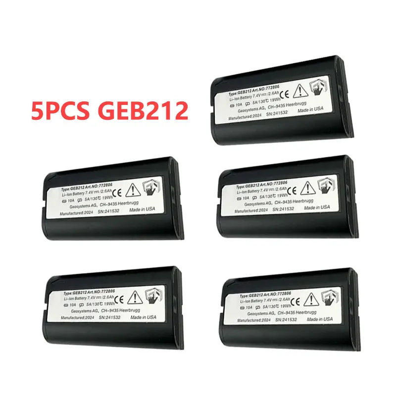5PCS Battery GEB212 2600mah For leica ATX1200 ATX1230 GPS1200 GPS900 GRX1200 Total Station Rechargeable  BATTERY