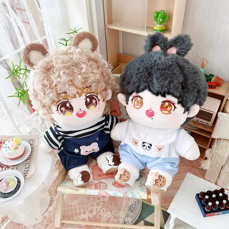 20cm Cute Idol Boy Doll Kawaii Stuffed Soft Cotton Plush Doll with Clothes for Girls Fans Collection Gifts Anime Game Periphery