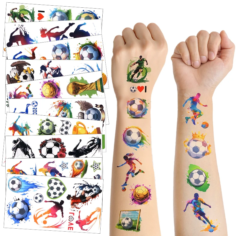 10pcs Soccer Temporary Tattoo Stickers Kids Boys Birthday Party Favors Sport Football Party Decoration Pinata Fillers Toy Gift