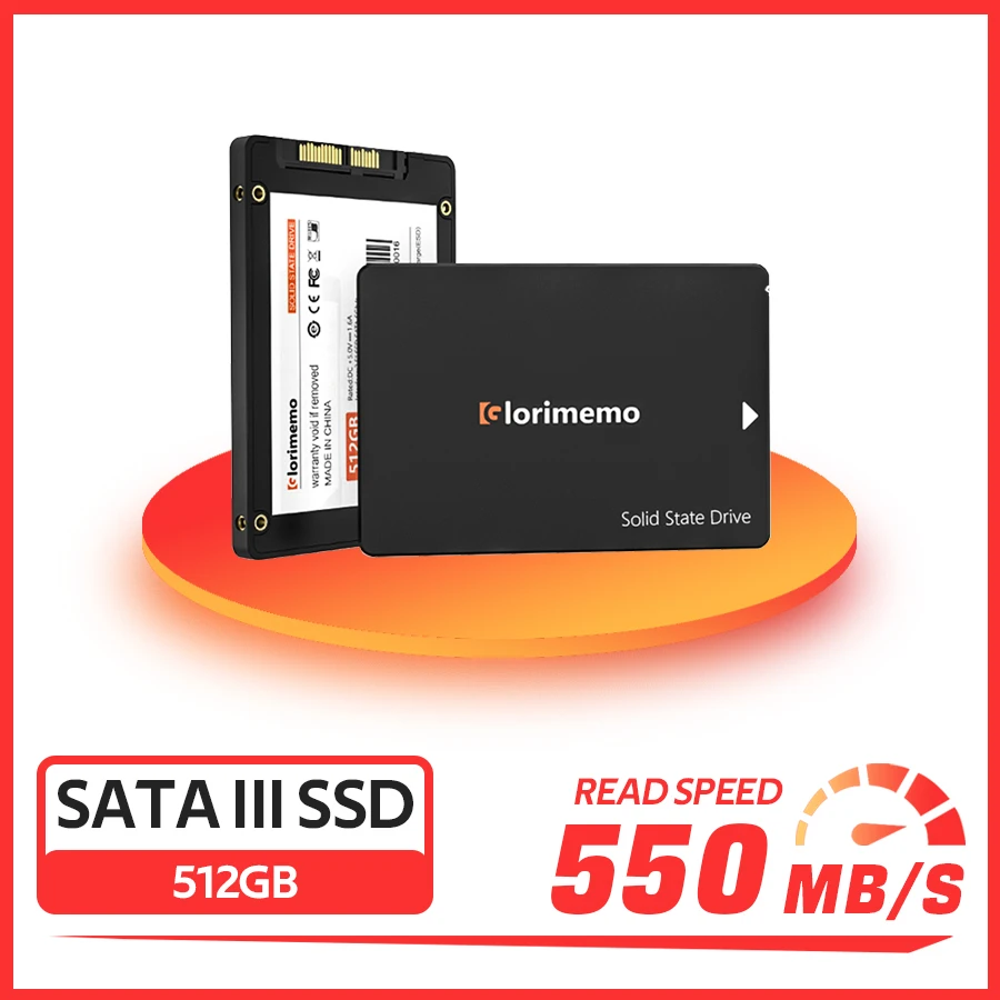 Glorimemo 512GB SATA III Unidade de estado sólido 550 MB/s 512GB de alta velocidade 2,5 polegadas SATA III SSD para laptop e computador desktop