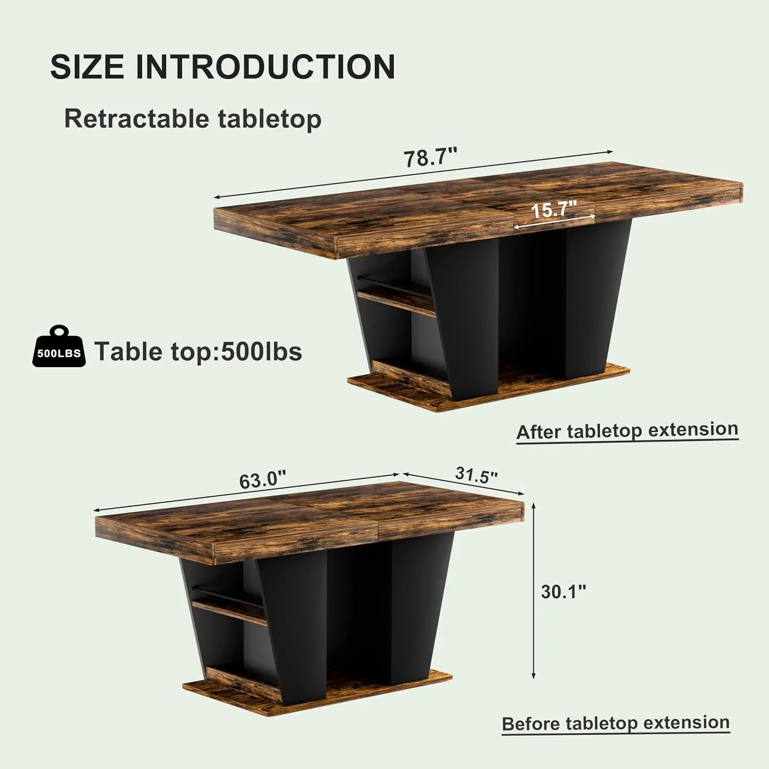 Extendable Farmhouse Dining Table Set for 8, 63